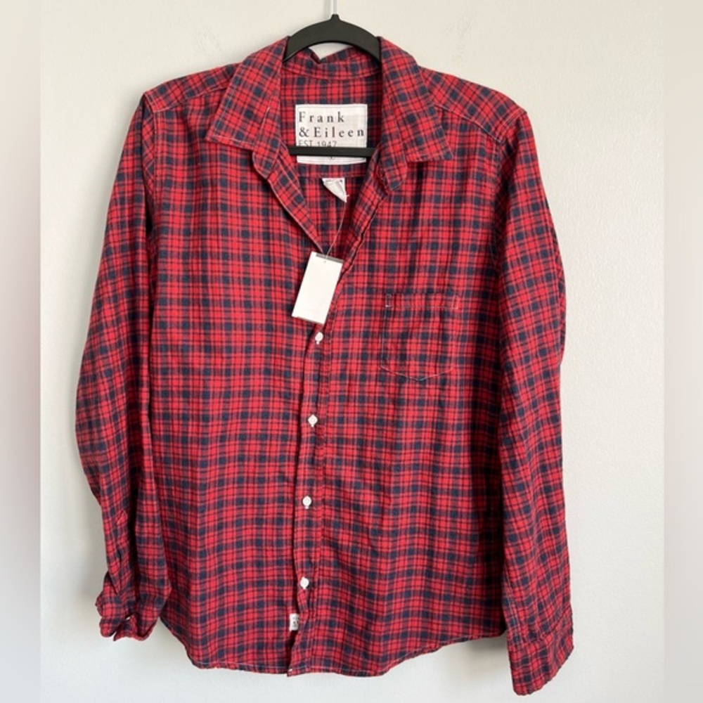 NWT! Frank & Eileen Size L • Plaid Gingham Barry Button Up Italian Fabric Shirt.